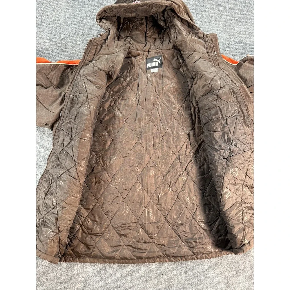 Vintage Cleveland Browns Jacket Mens Large Brown‎ NFL Football Puma Hooded Logo
